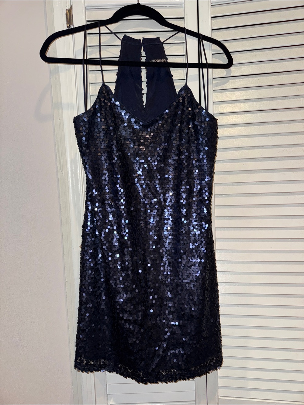 Express Navy Sequin Mini Dress